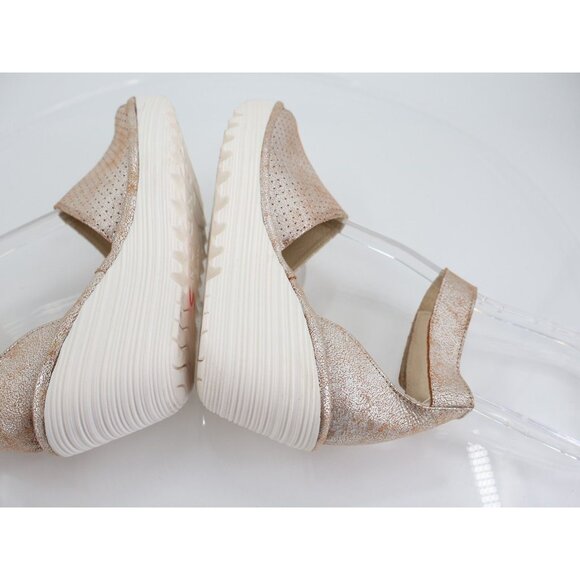 Fly London Women Yake Sandal Size 37 6 Pearl Leather Slingback Wedge Platform - Picture 7 of 13